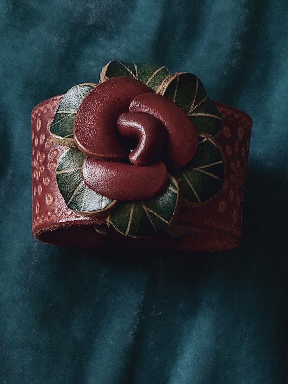Leather Rose Bracelet